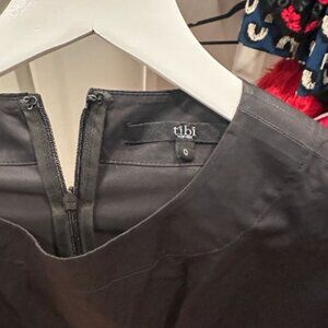 Tibi Black Satin Flared Doll Dress